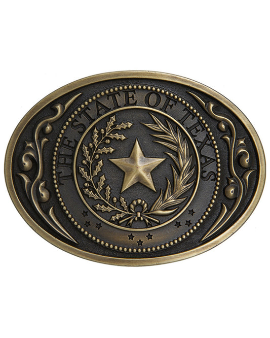 Men's The State Of Texas Seal Buckle Bronze
