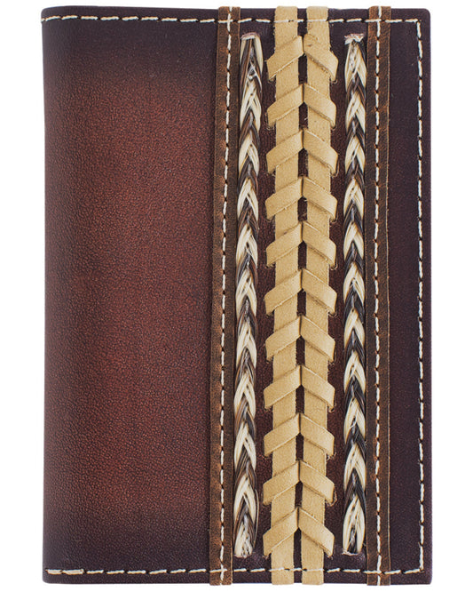 Men's Braided Horsehair Leather Bifold Wallet Brown