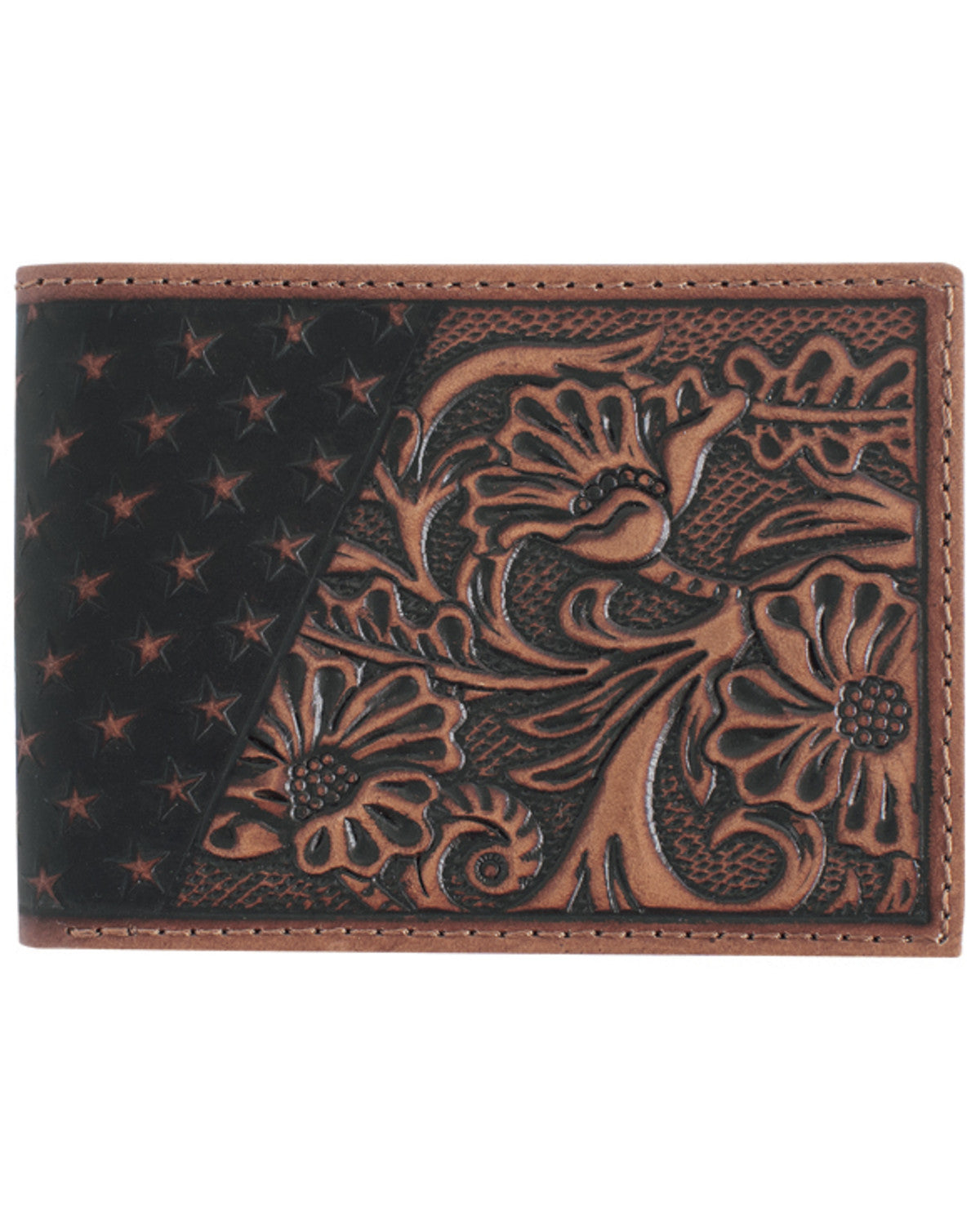 Men's Americana Tooled Leather Bifold Wallet Brown