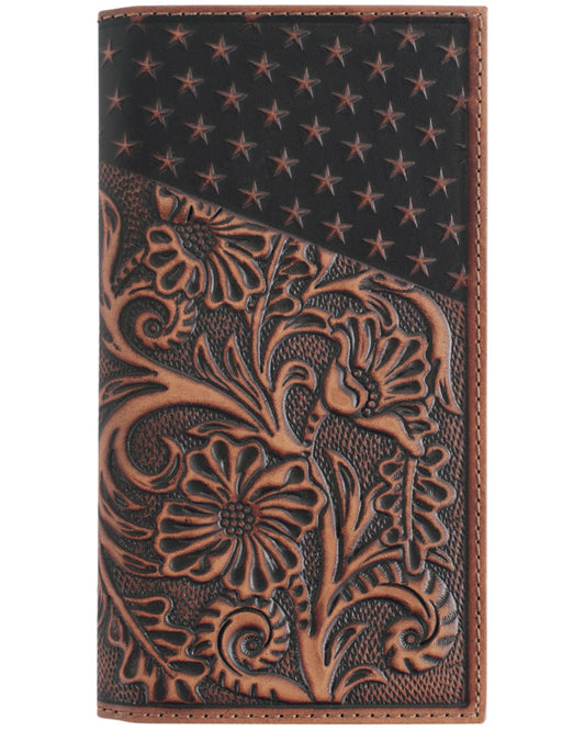 Men's Americana Tooled Leather Rodeo Wallet Brown