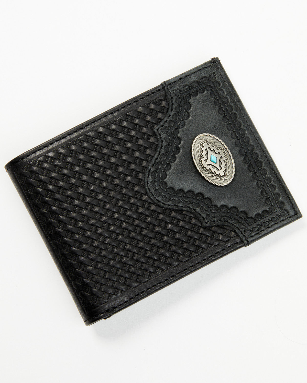 Men's Dwight Basketweave Tooled Bifold Wallet Black