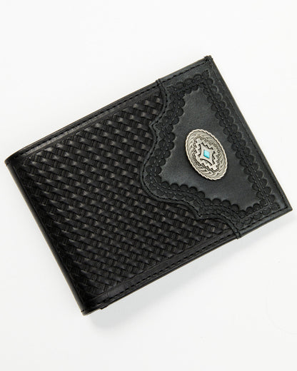 Men's Dwight Basketweave Tooled Bifold Wallet Black