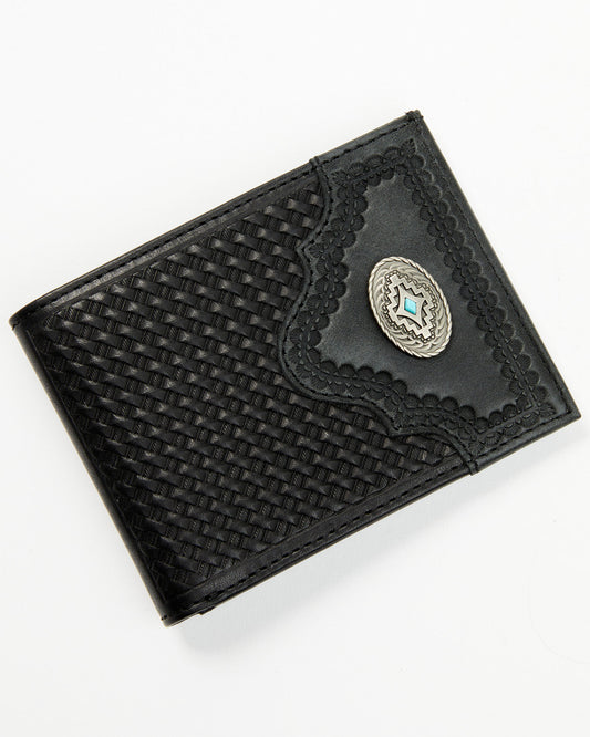 Men's Dwight Basketweave Tooled Bifold Wallet Black