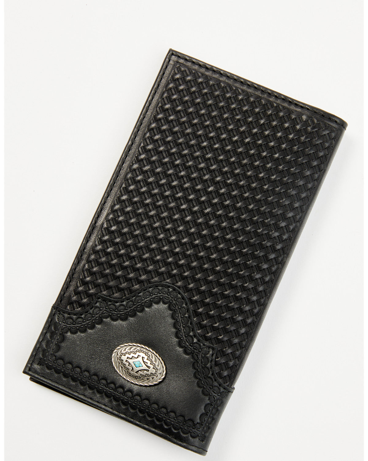 Men's Dwight Basketweave Tooled Rodeo Wallet Black
