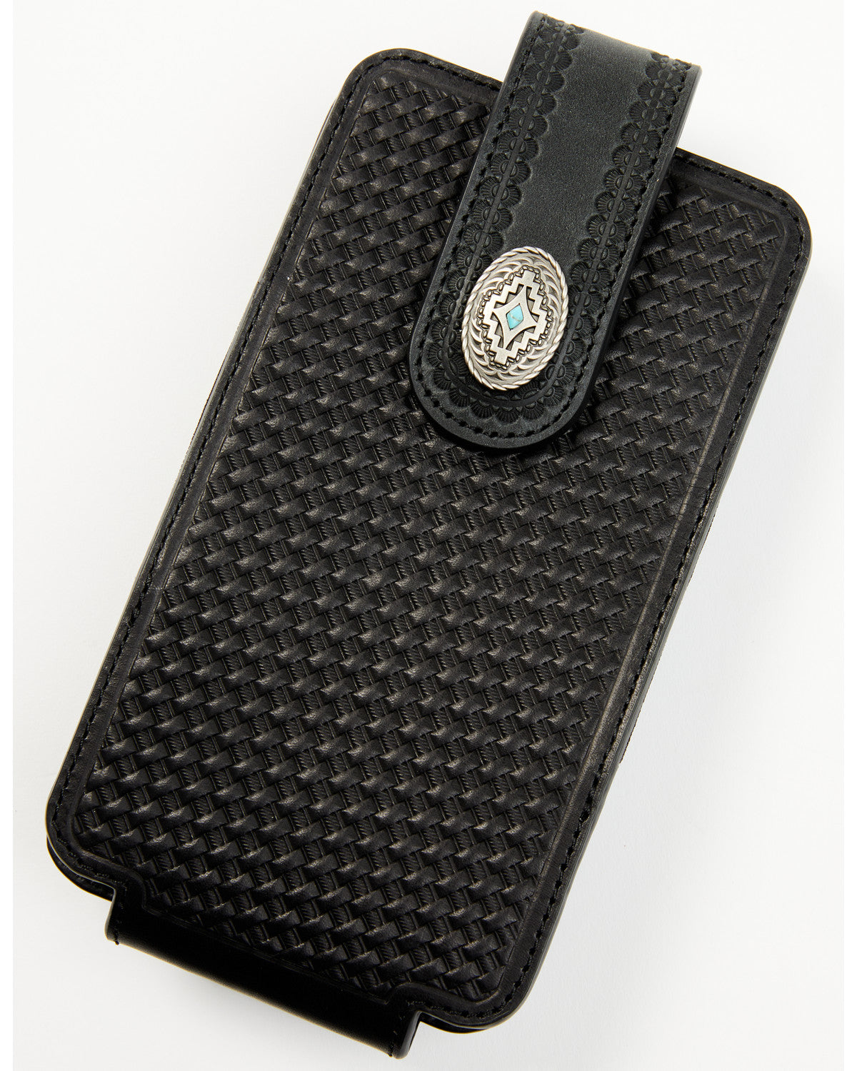 Men's Dwight Basketweave Tooled Cellphone Case Black