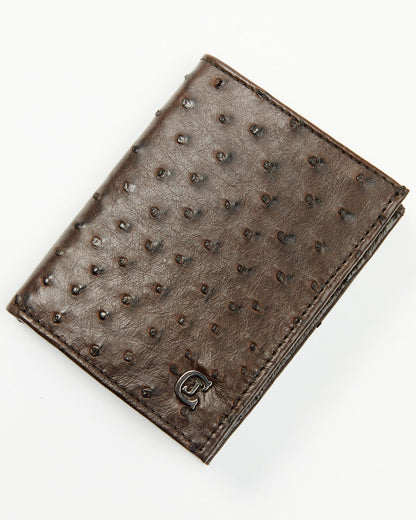 Black 1978™ Men's Dawson Exotic Full-Quill Ostrich Bifold W Dark Brown