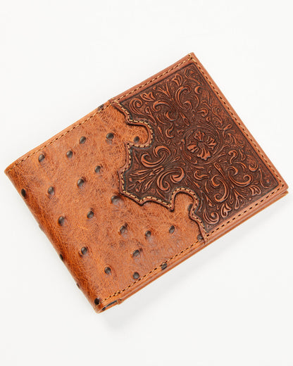 Men's Grady Faux Ostrich Bifold Wallet Brown