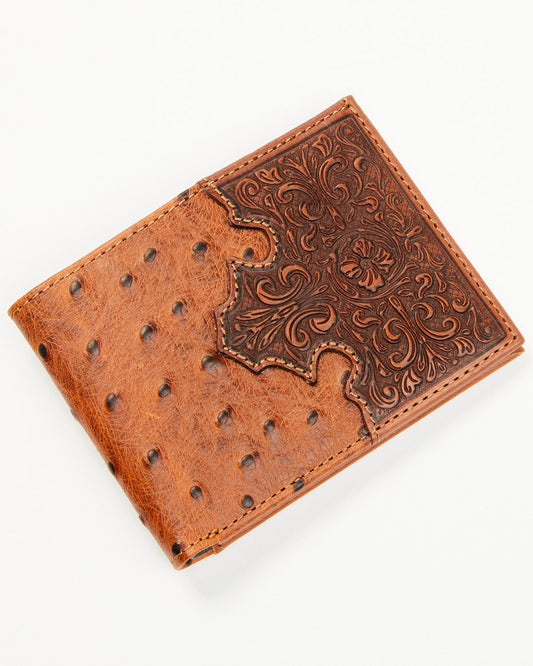 Men's Grady Faux Ostrich Bifold Wallet Brown