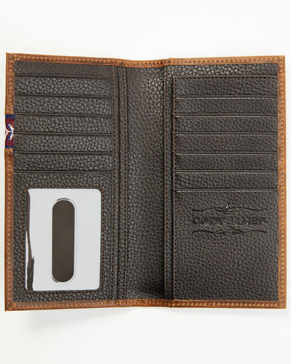 Men's Leroy Leather Southwestern Woven Inlay Rodeo Wallet Brown