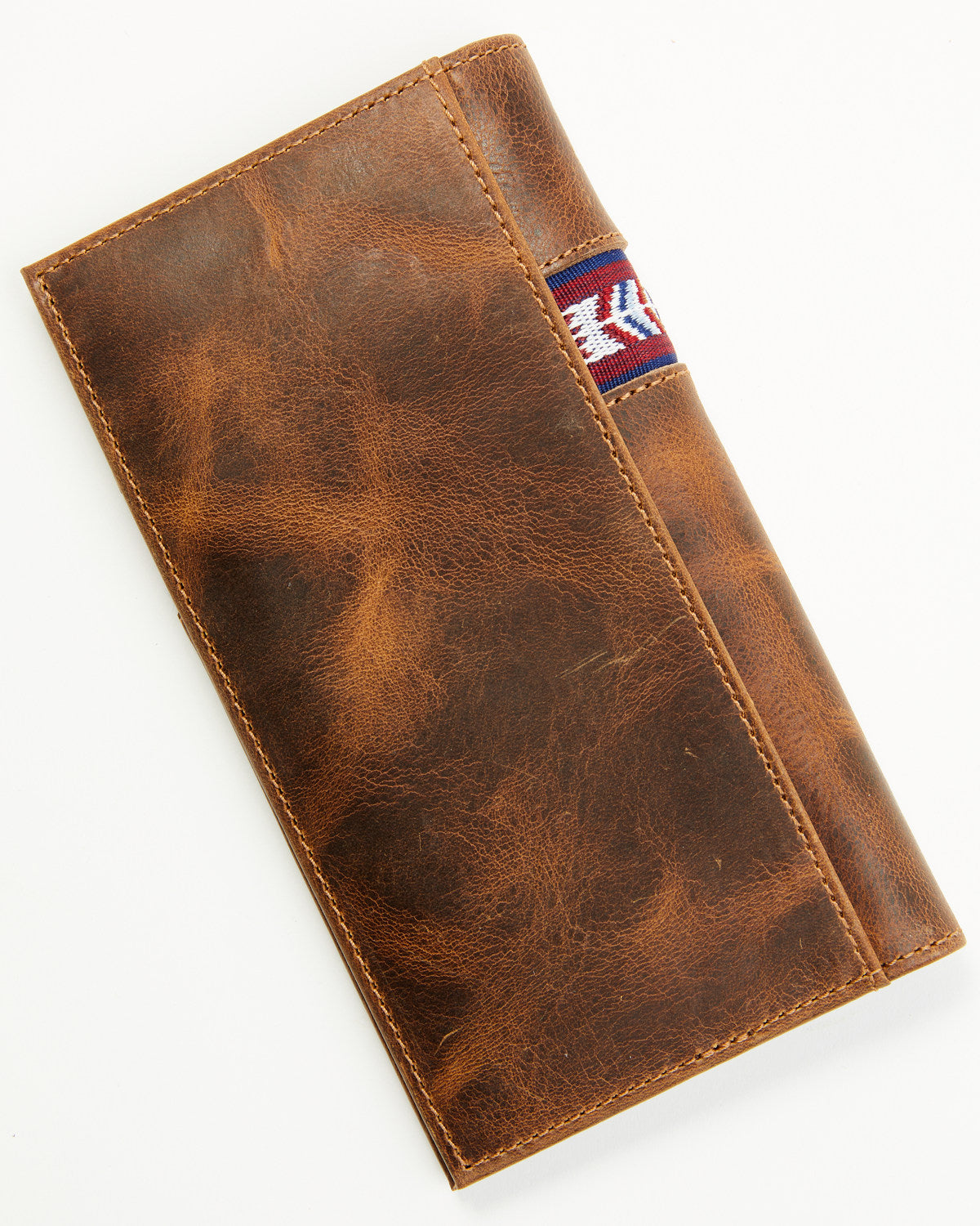 Men's Leroy Leather Southwestern Woven Inlay Rodeo Wallet Brown