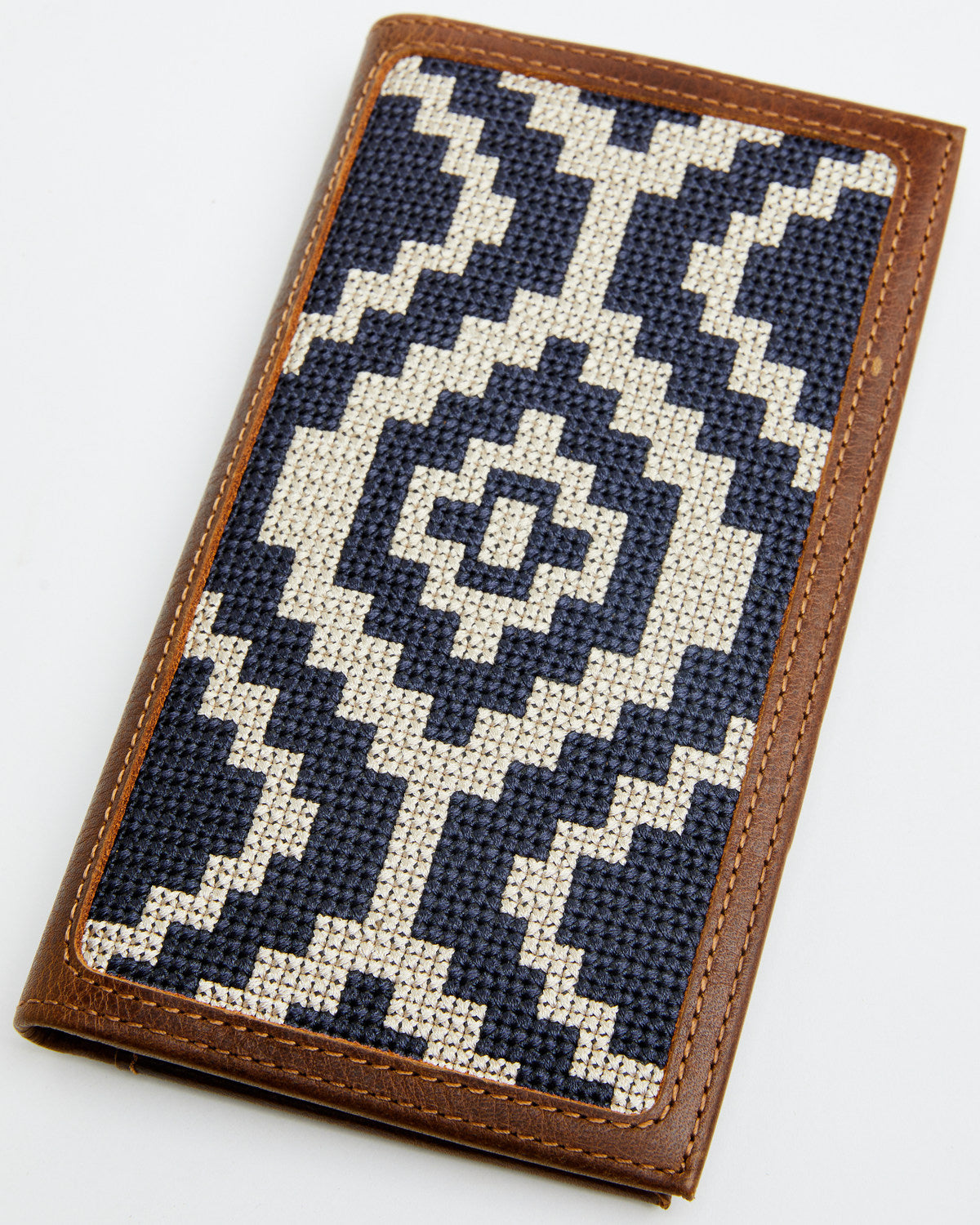Men's Southwestern Woven Leather Rodeo Wallet Navy