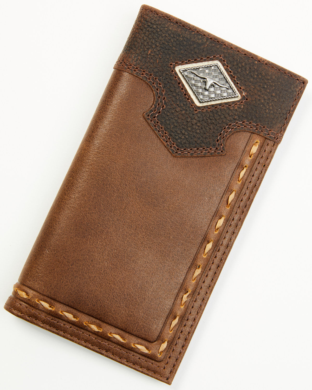 Men's Buck Stitch Concho Rodeo Wallet Brown