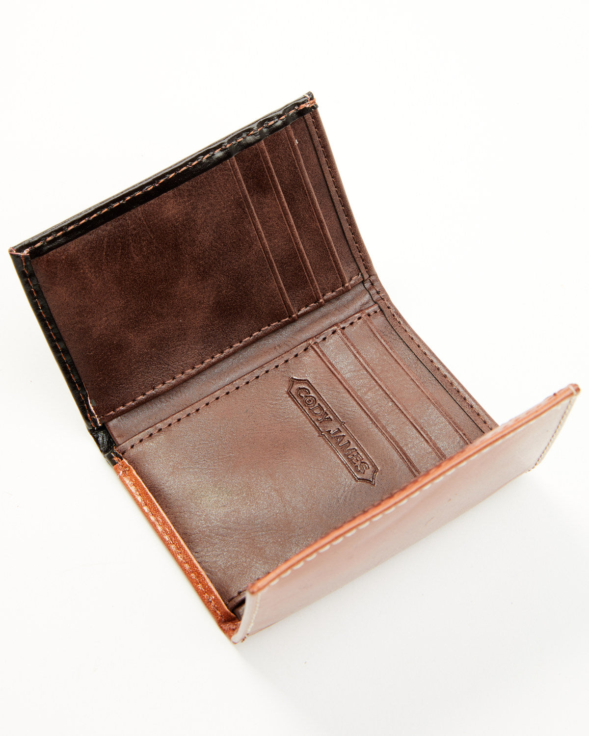 Men's Embossed Hairon Trifold Wallet Brown
