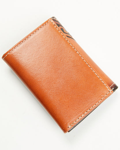 Men's Embossed Hairon Trifold Wallet Brown