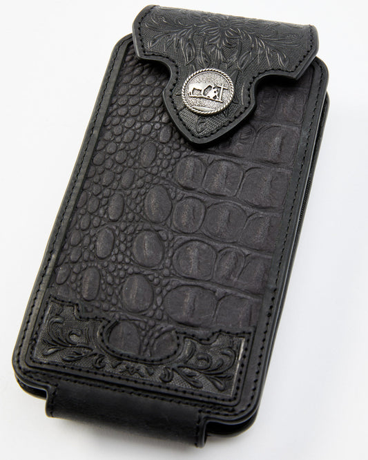Men's Crocodile Embossed Cell Phone Case Black