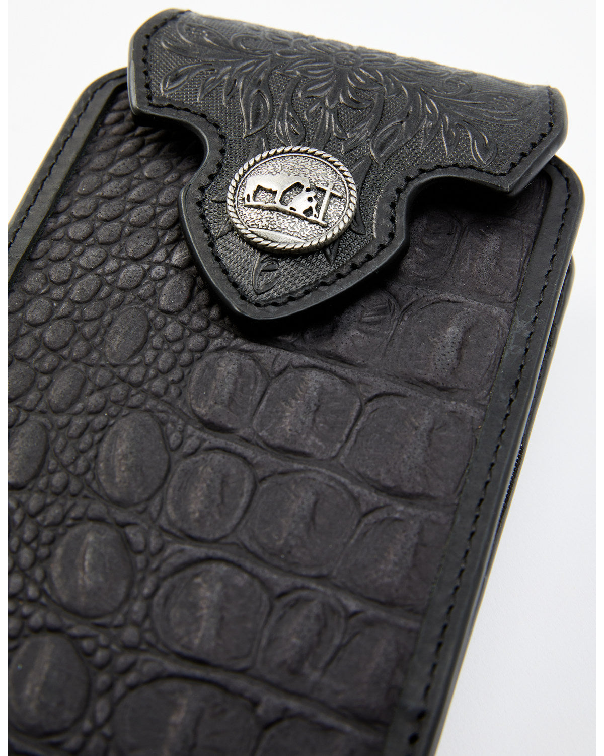 Men's Crocodile Embossed Cell Phone Case Black