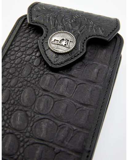 Men's Crocodile Embossed Cell Phone Case Black