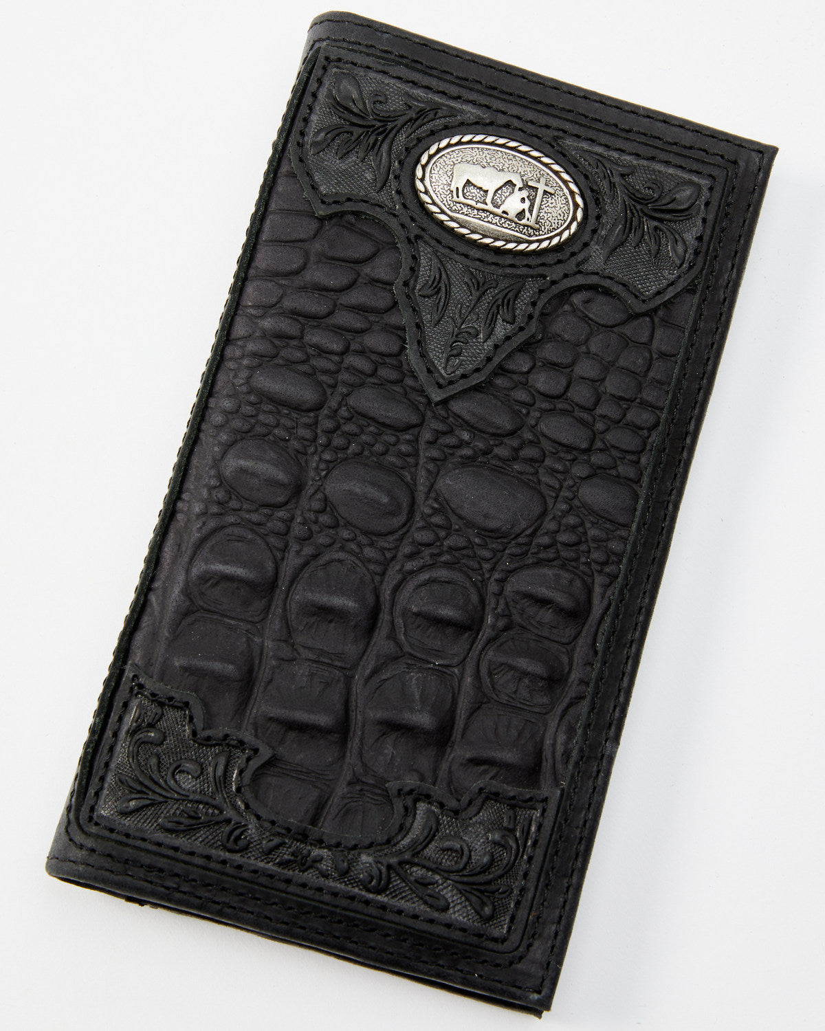 Men's Crocodile Embossed Rodeo Wallet Black