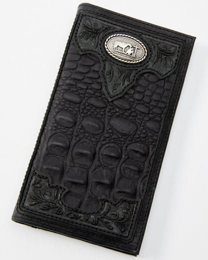 Men's Crocodile Embossed Rodeo Wallet Black