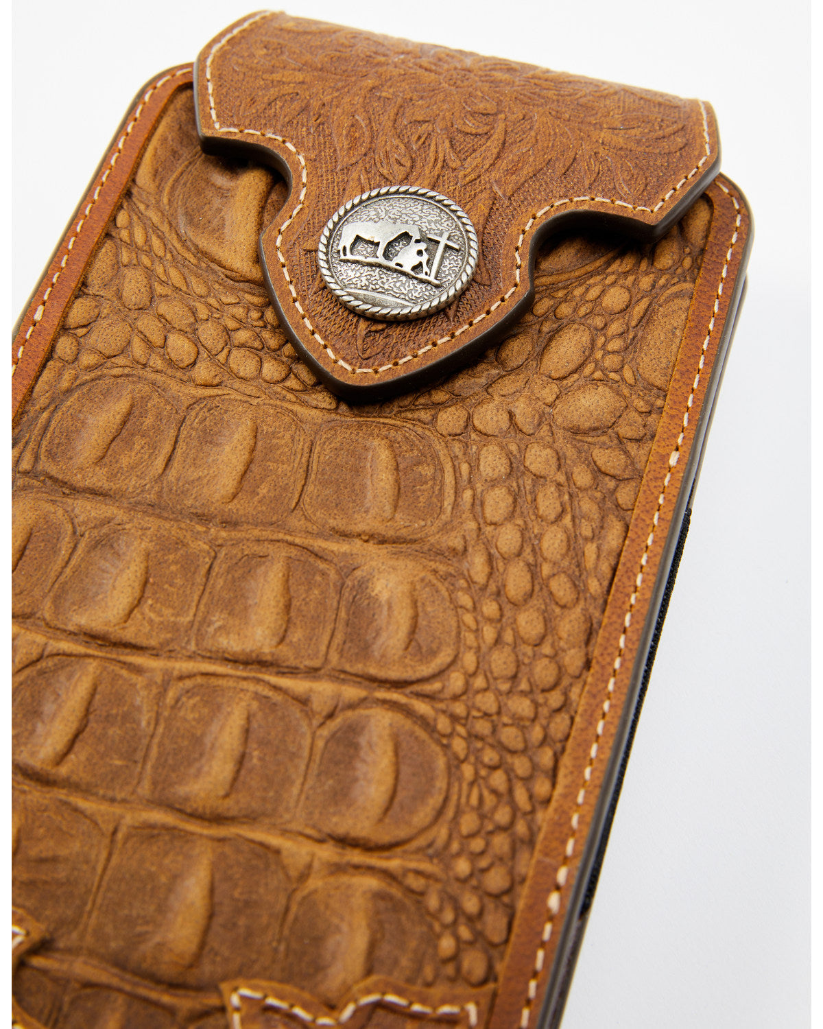 Men's Crocodile Embossed Cell Phone Case Brown