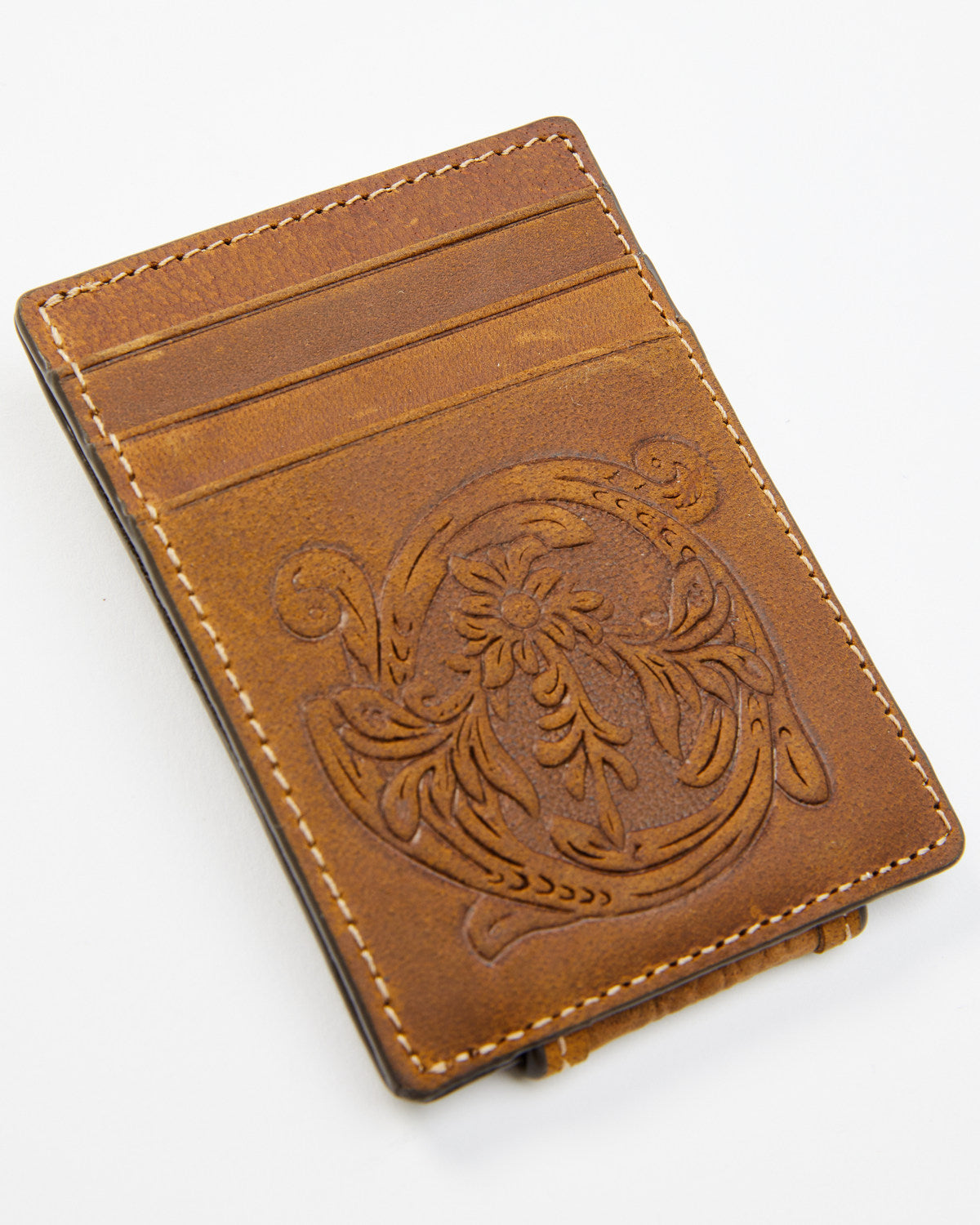 Men's Crocodile Embossed Money Clip Wallet Brown