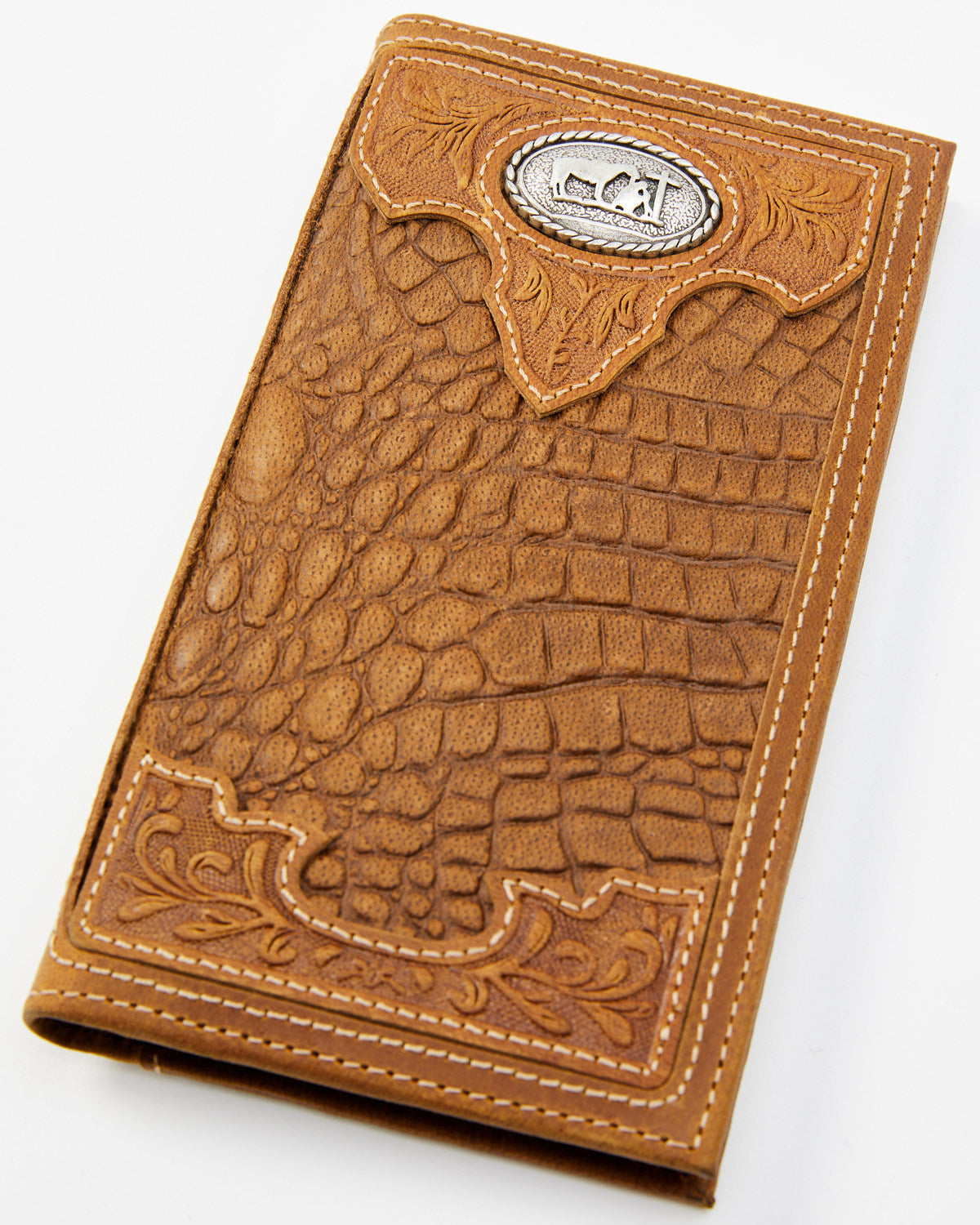 Men's Crocodile Embossed Rodeo Wallet Brown