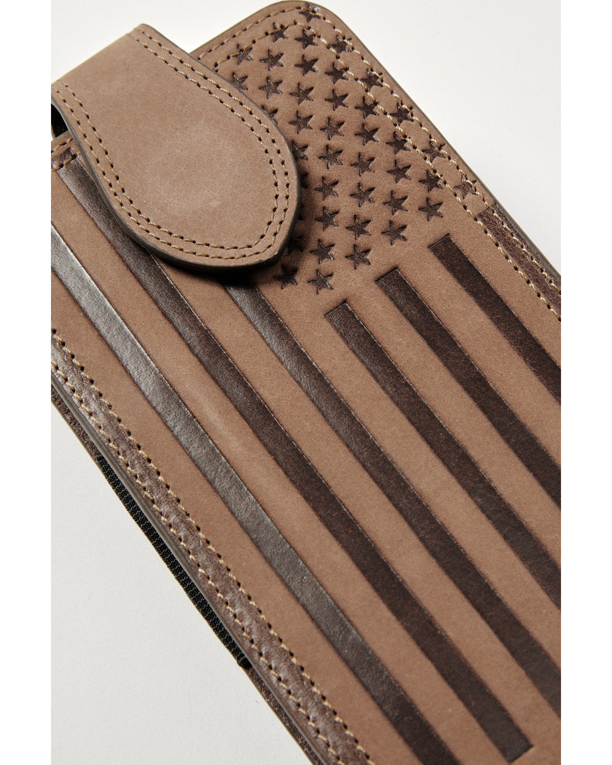 Men's American Flag Cell Phone Wallet Brown