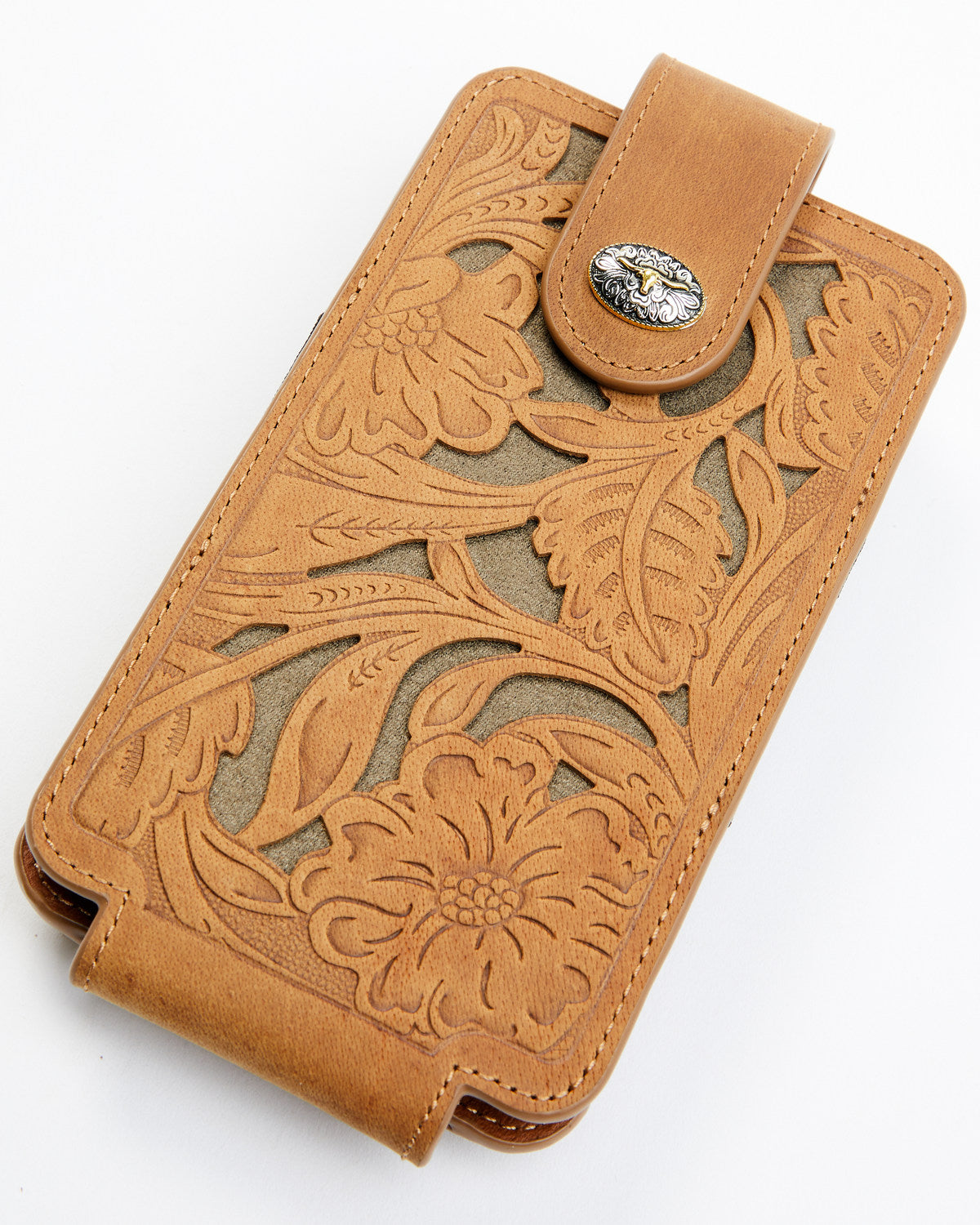 Men's Cell Phone Leather Wallet Brown