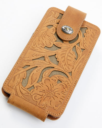 Men's Cell Phone Leather Wallet Brown
