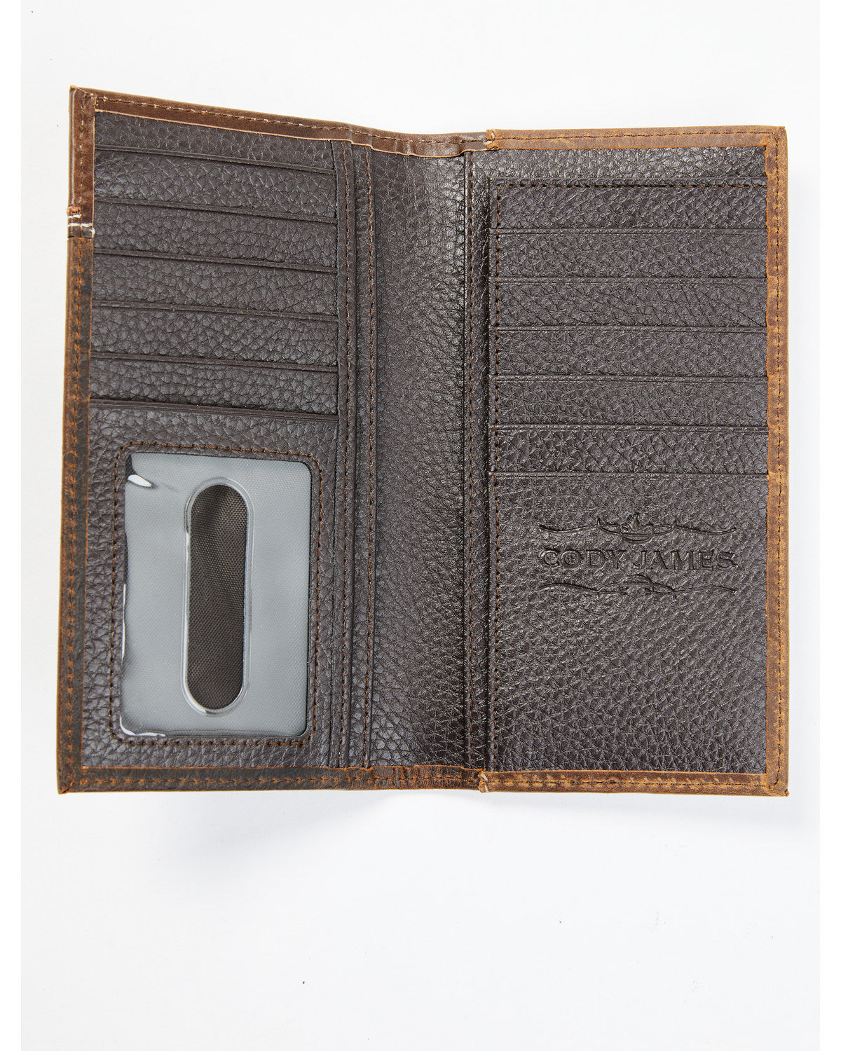 Men's Ostrich Tooled Checkbook Wallet Brown