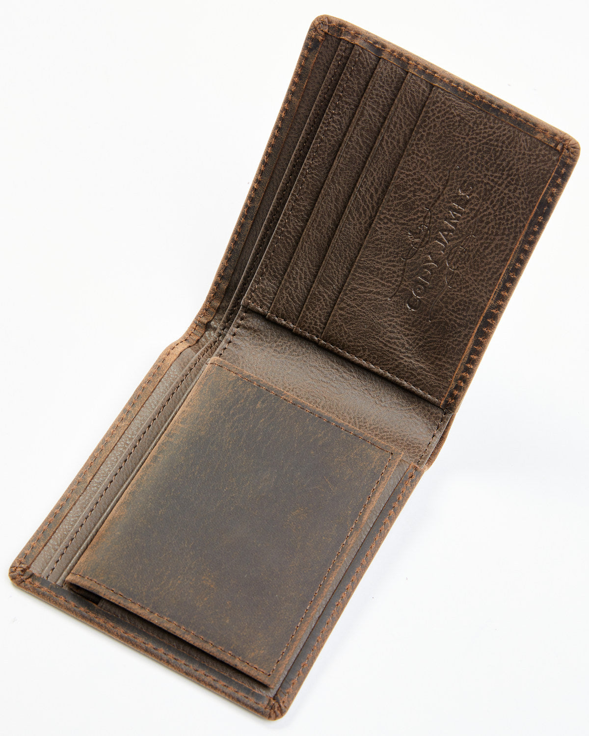 Men's Brown Mexico Slash Bifold Leather Wallet Brown