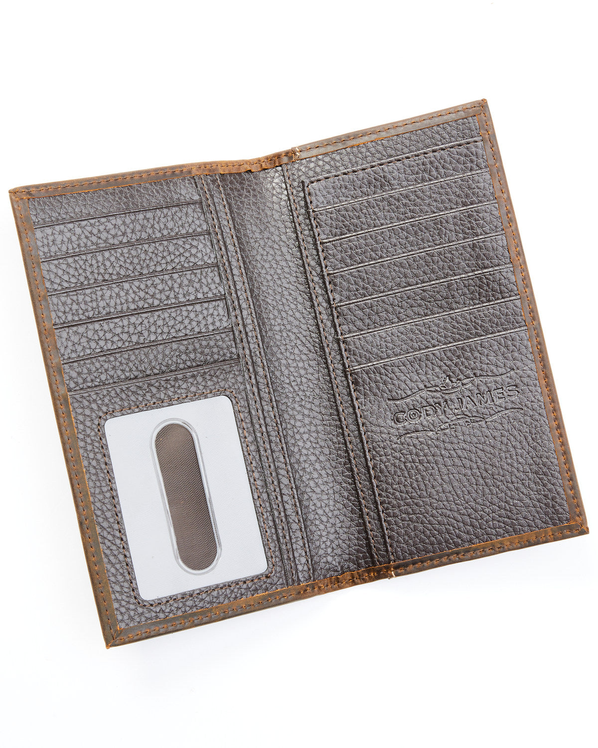 Men's Bi-Fold Crocodile Print Embossed Rodeo Wallet Chocolate