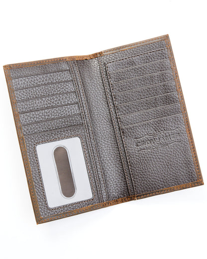 Men's Bi-Fold Crocodile Print Embossed Rodeo Wallet Chocolate