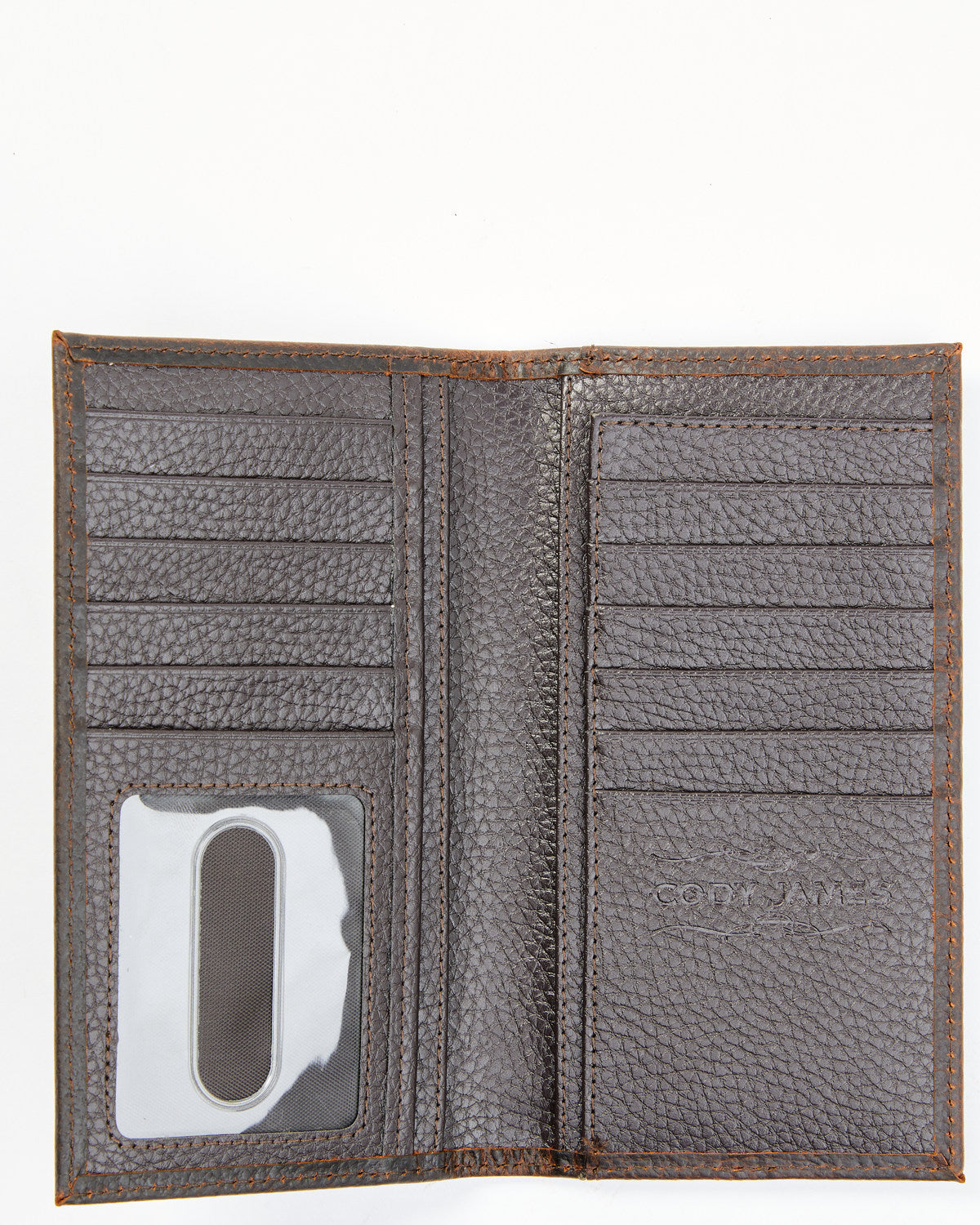 Men's Brown Don't Tread on Me Rodeo Leather Wallet Dark Brown