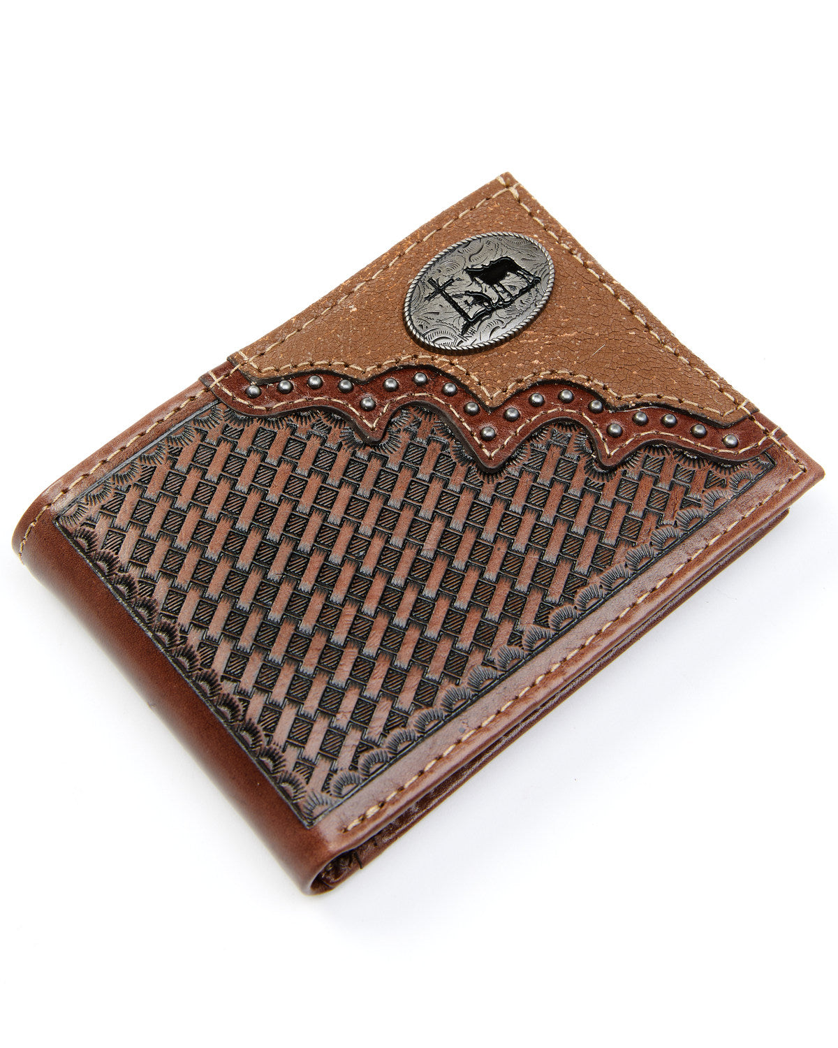 Men's Praying Cowboy Bifold Wallet Brown