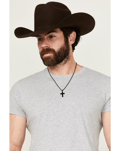 Men's Matte Black Inlay Cross Necklace Black