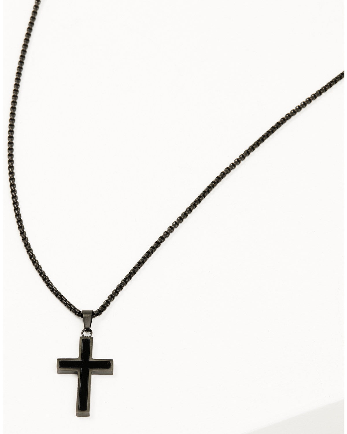 Men's Matte Black Inlay Cross Necklace Black