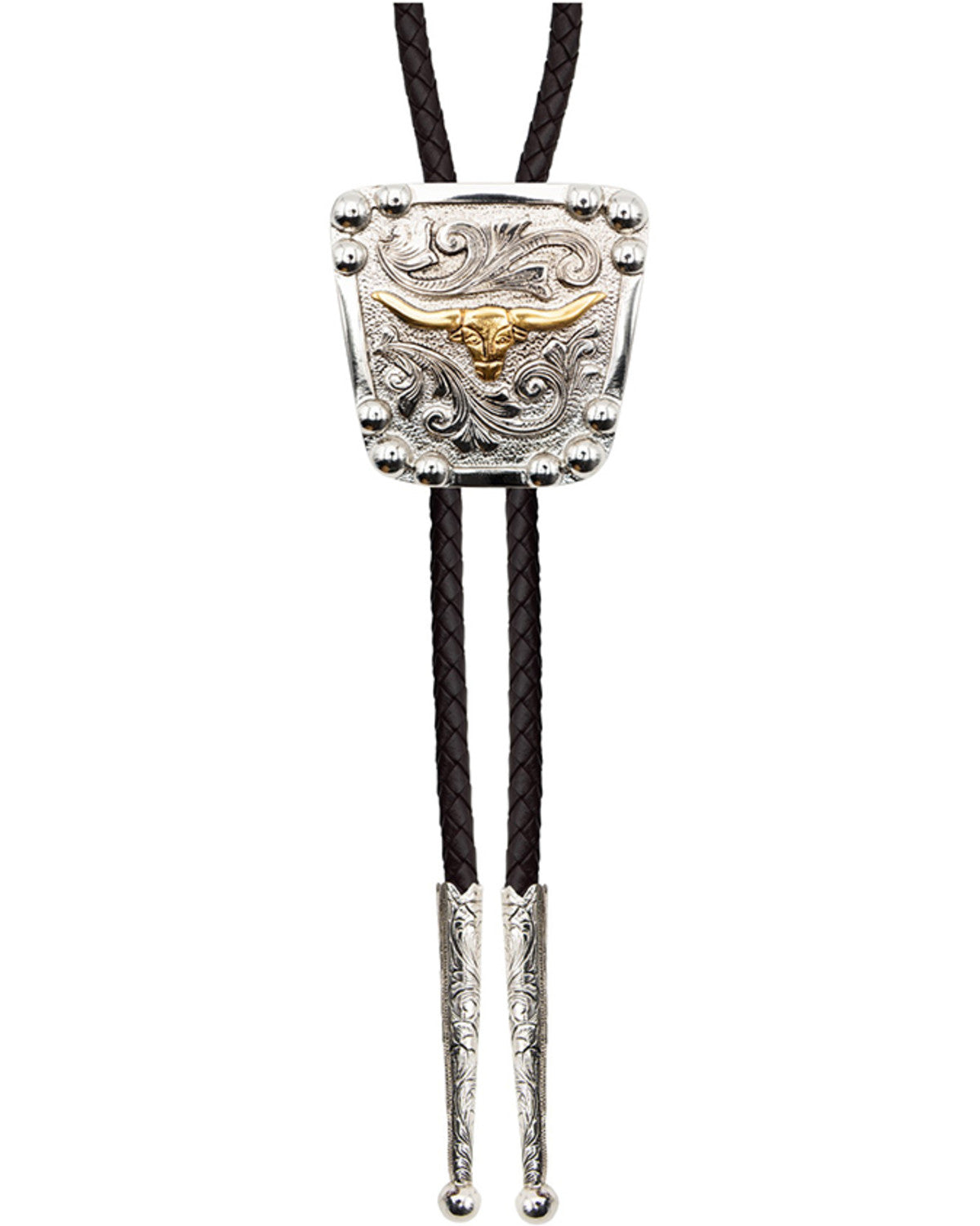 Men's Longhorn Bolo Tie Silver