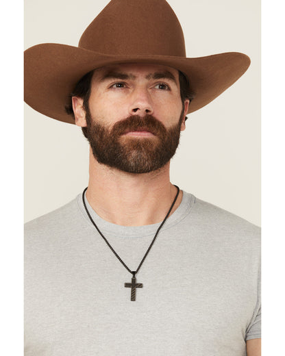 Men's Flag Cross Necklace Silver