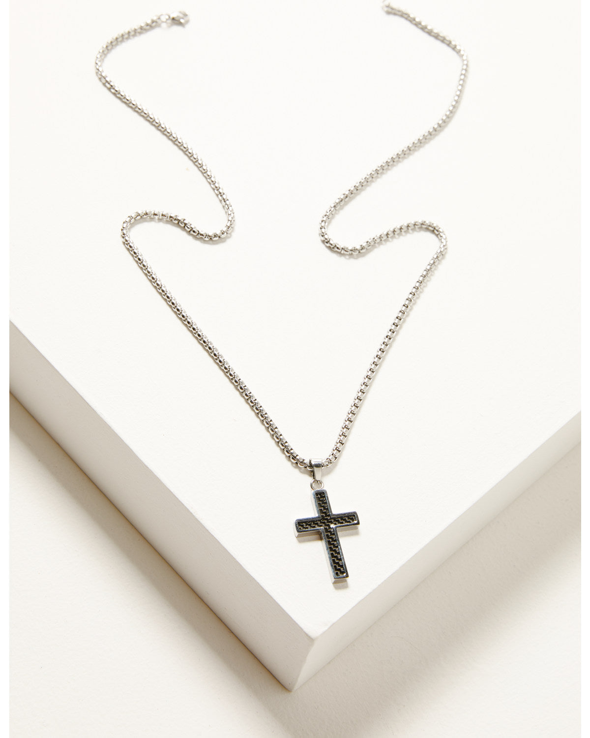 Men's Oxidized Cross Necklace Silver