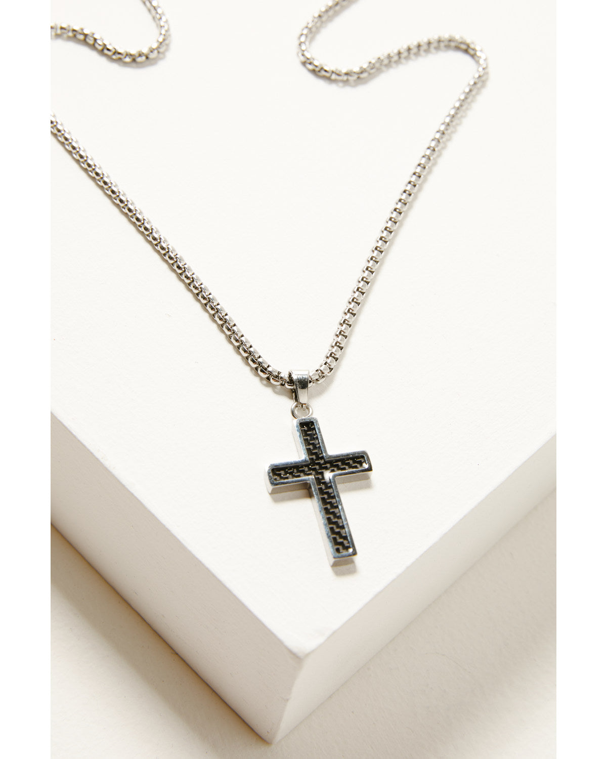 Men's Oxidized Cross Necklace Silver