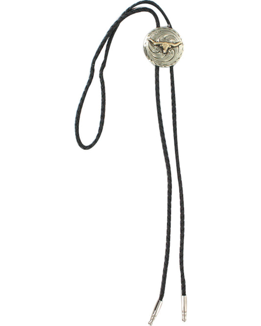 Men's Steer Head Bolo Tie Silver