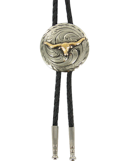 Men's Steer Head Bolo Tie Silver