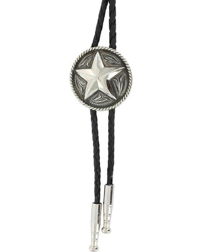 Men's Sheriff Star Bolo Tie Silver