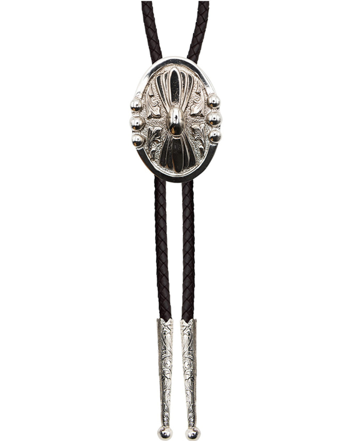 Men's Iconic Bead Bolo Tie Silver