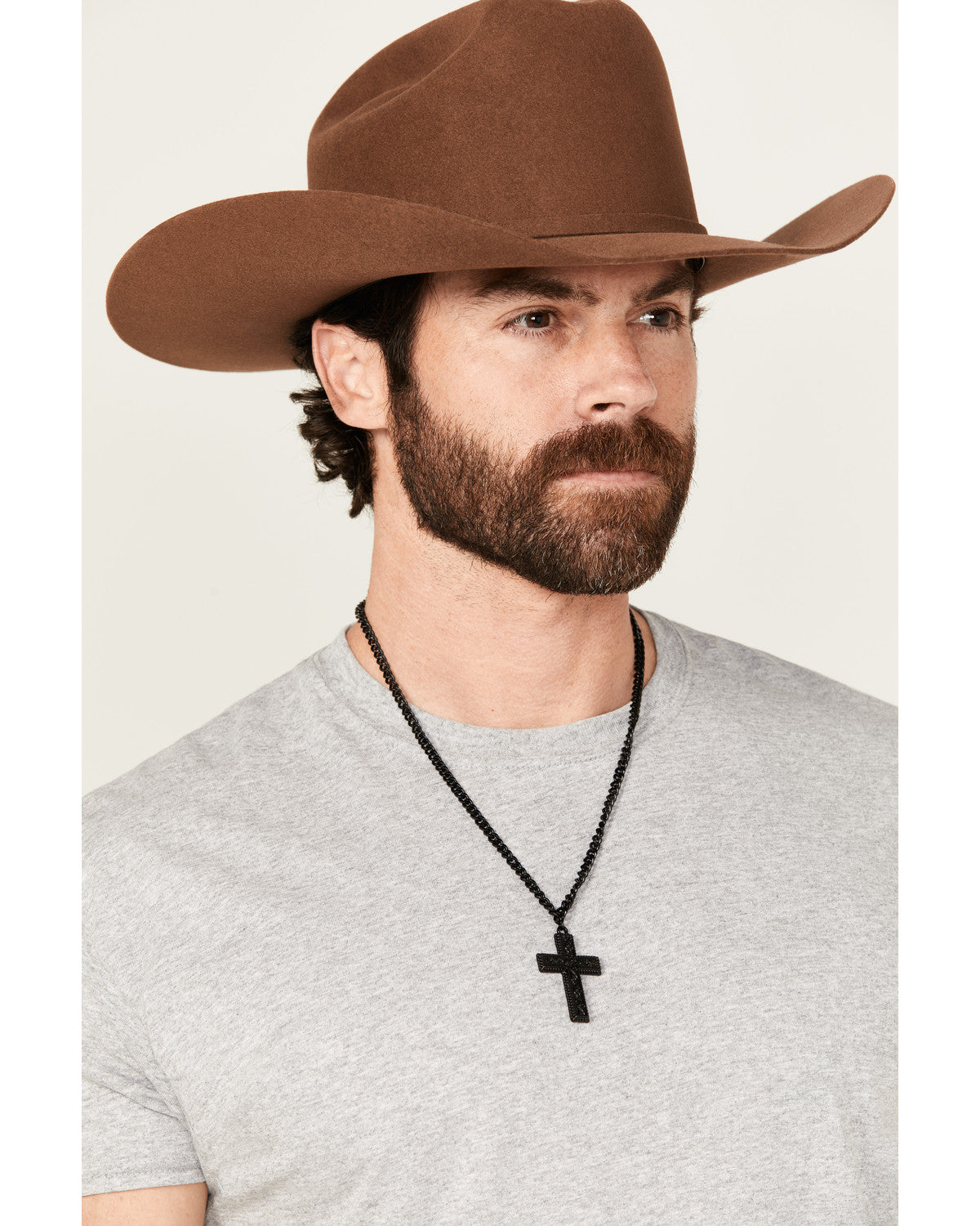 Men's Matte Cross Necklace Black
