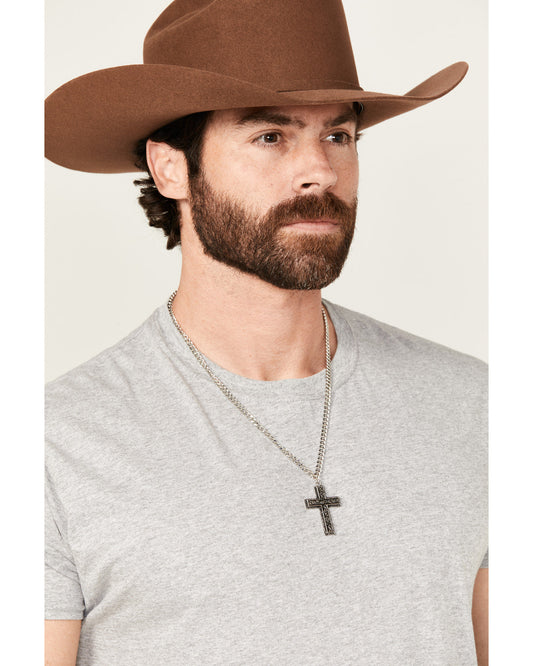 Men's Cross Necklace Silver