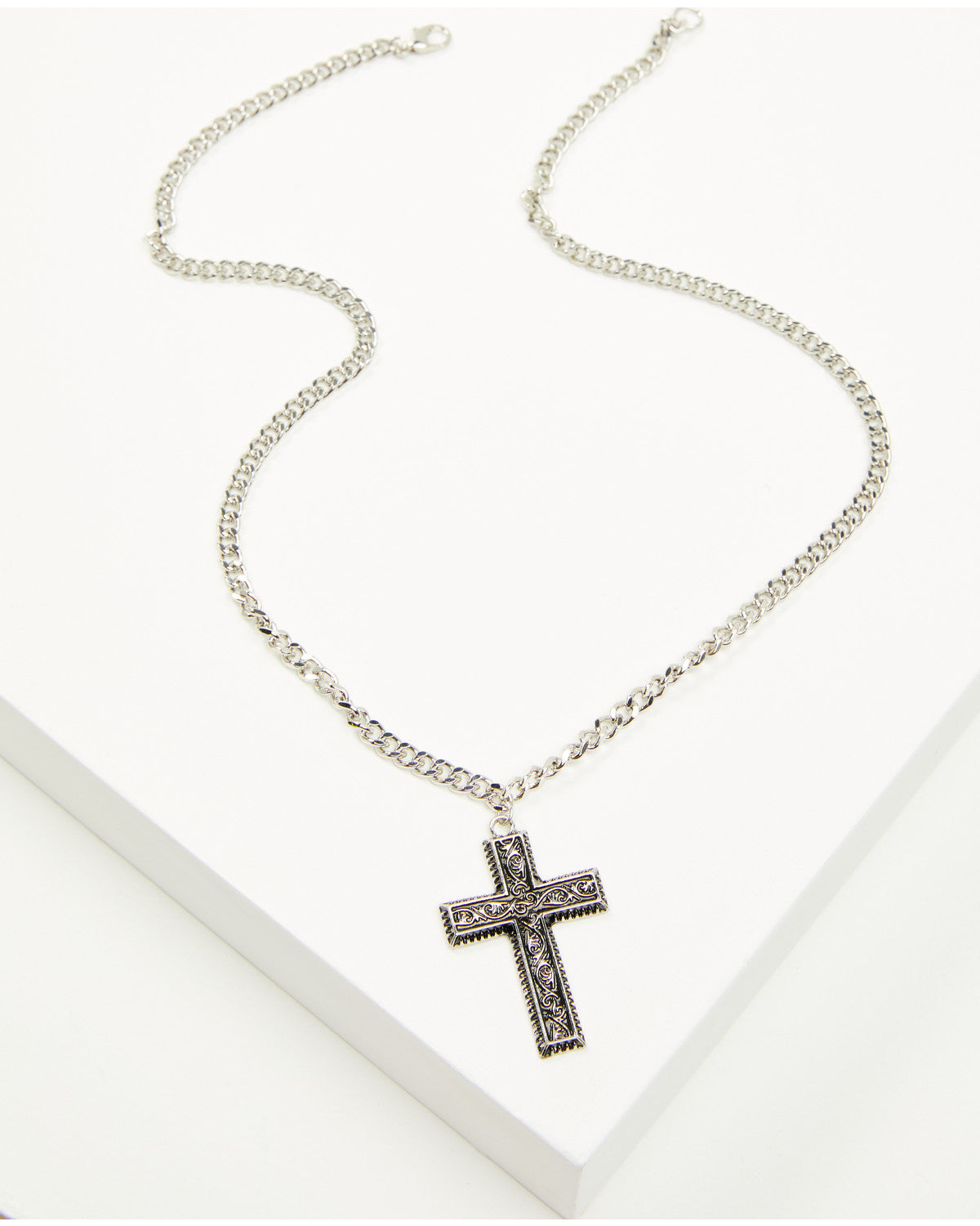 Men's Cross Necklace Silver