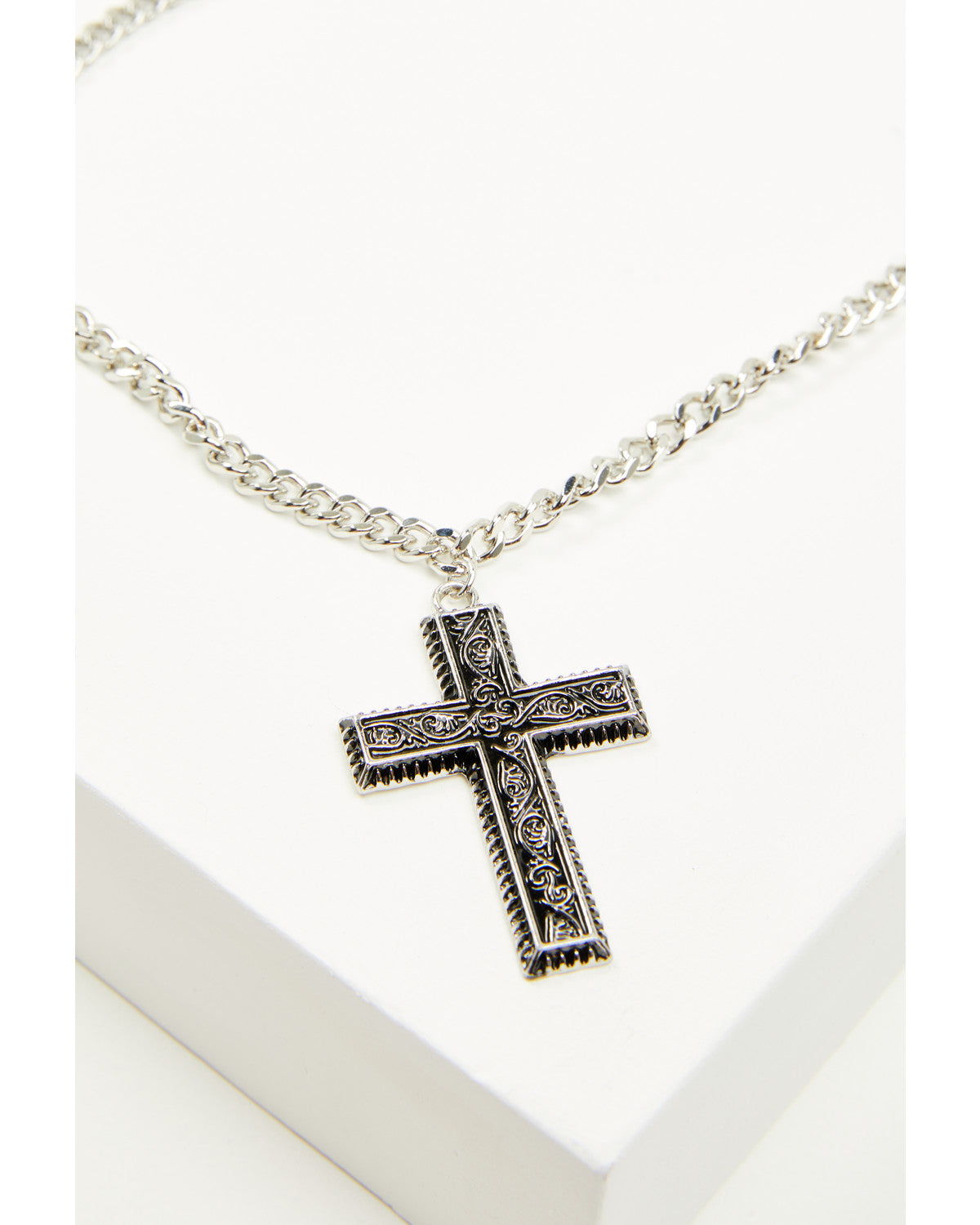 Men's Cross Necklace Silver