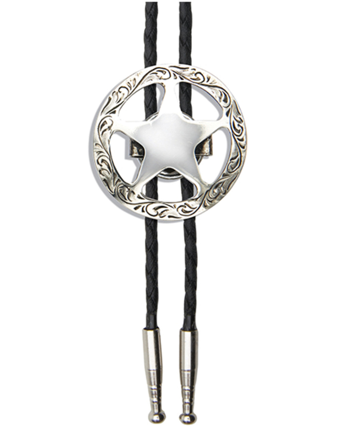Men's Silver Sheriff's Star Bolo Tie Silver